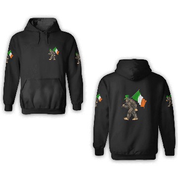Discover St. Patrick's Day Bigfoot Ireland Flag 3D Hoodies
