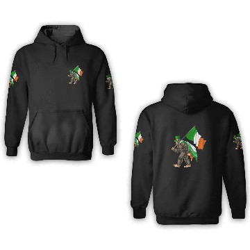 Discover St. Patrick's Day Bigfoot Ireland Flag 3D Hoodies