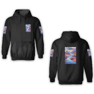 Discover Argentina Travel Poster River & Mountains 3D Hoodies