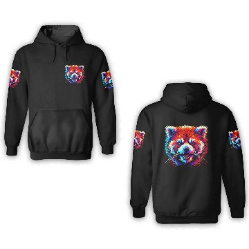 Discover Colorful Red Panda Face – Bold Neon Pop Art 3D Hoodies