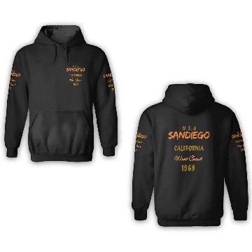 Discover San Diego West Coast California America History 3D Hoodies