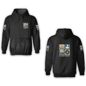Discover Never Forget 80s Retro Mixtape Cassette VHS 3D Hoodies