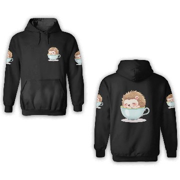 Discover Cute hedgehog relaxing in a light blue cup 3D Hoodies