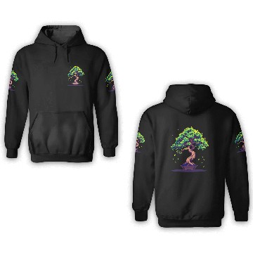 Discover Pixel Bonsai Tree – Retro Nature Serenity 3D Hoodies