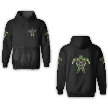 Discover Green Neon Lava Sea Turtle Design 3D Hoodies