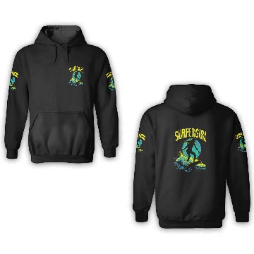 Discover Surfer Girl Female Surfer Surfing Waves 3D Hoodies