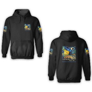 Discover March 29, 2025 Partial Solar Eclipse Night Scene 3D Hoodies