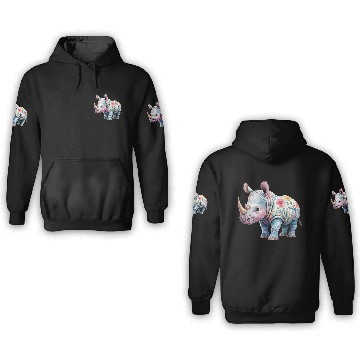 Discover Floral Fantasy Rhino 3D Hoodies