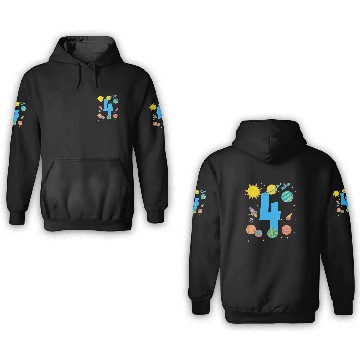 Discover Birthday Space Number Four Adventure 3D Hoodies