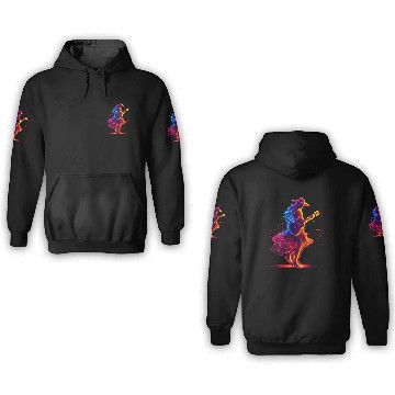 Discover Guitar Player Girl Synthwave 3D Hoodies