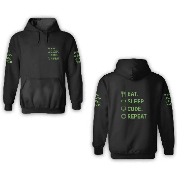 Discover Eat Sleep Code Repeat – Programmer Lifestyle 3D Hoodies