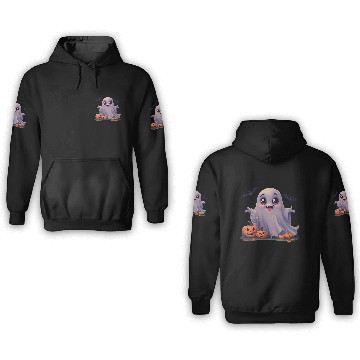 Discover Adorable Rounded Ghost Cartoon 3D Hoodies.