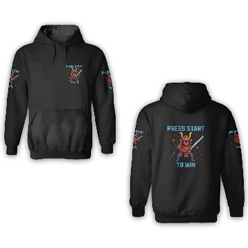 Discover "Pixel Samurai – Press Start to Win" 3D Hoodies