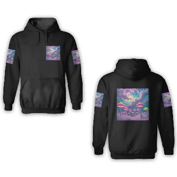 Discover Neon Mushroom Forest – Psychedelic Minimalist 3D Hoodies