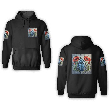 Discover Beetle stained glass bug design vibrant poppy 3D Hoodies