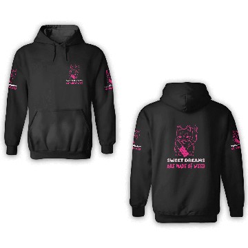 Discover Neon Maneki Neko with Weed Motif 3D Hoodies