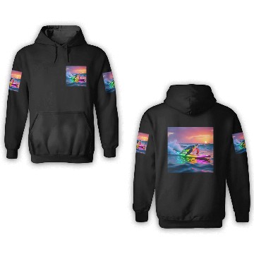 Discover sea turtle design neon turtle 3D Hoodies