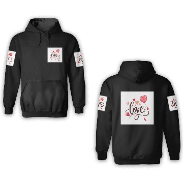 Discover heart shaped balloon with word love 3D Hoodies