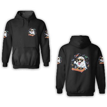 Discover Retro Ghost DJ With Vinyl Records 3D Hoodies