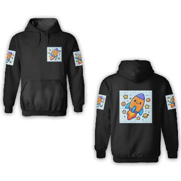 Discover Space rocket 3D Hoodies