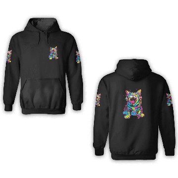 Discover Psychedelic Cat with Headphones in Vibrant Colors 3D Hoodies