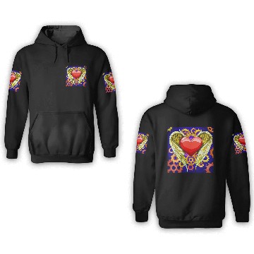 Discover Mechanical Heart with Angel Wings 3D Hoodies