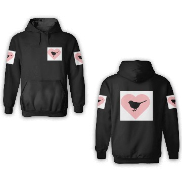Discover Silhouette Bird Heart Design 3D Hoodies