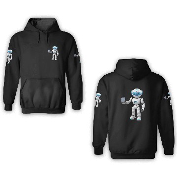 Discover Futuristic Robot with Data Laptop Design 3D Hoodies