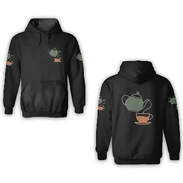 Discover Vintage Tea Kettle and Cup Silhouette 3D Hoodies