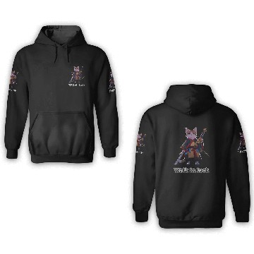 Discover Samurai Cat Illustration for Apparel 3D Hoodies