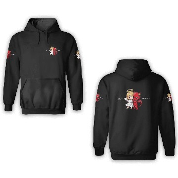 Discover Heavenly Angel vs Devil Cartoon Design 3D Hoodies