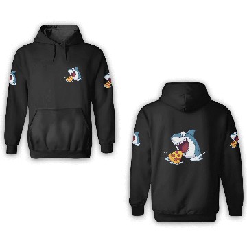 Discover Playful Shark with Pizza 3D Hoodies