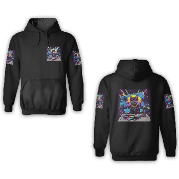 Discover 80s Retro Cat DJ 3D Hoodies