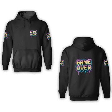 Discover Pixelated Game Over Graffiti Design 3D Hoodies
