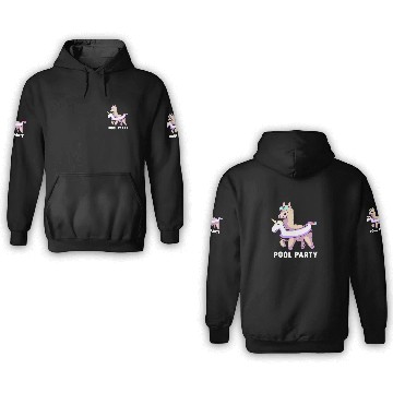 Discover Pool Party Squad Summer Llama Unicorn 3D Hoodies