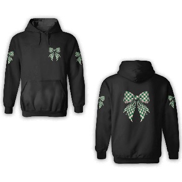 Discover Coquette Bow Cream White Green Checkered Pattern 3D Hoodies