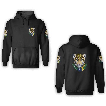 Discover Brazil Jaguar Head Green Yellow Blue National Flag 3D Hoodies