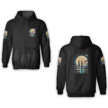Discover Lunar Serenity Couple Illustration 3D Hoodies