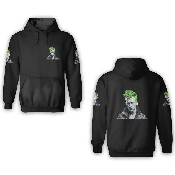 Discover Vivid Green Hair Punk Portrait 3D Hoodies