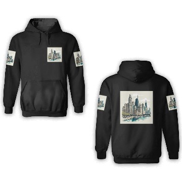 Discover Chicago Skyline with Lake Michigan View 3D Hoodies