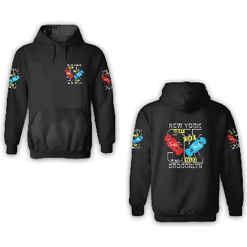 Discover Urban Skateboard Brooklyn Rules Design 3D Hoodies