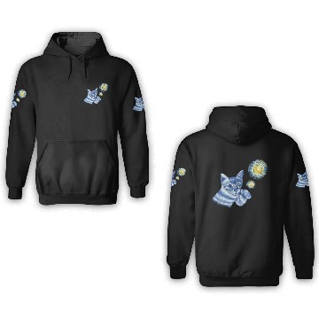 Discover Blue Starry Night British Shorthair Cat Graphic 3D Hoodies