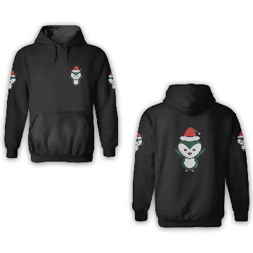 Discover Festive Penguin with Santa Hat 3D Hoodies