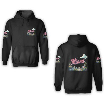 Discover Vibrant Miami Skyline with Tropical Flair 3D Hoodies