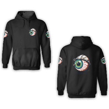 Discover Surreal Eyeball with Space Hat 3D Hoodies