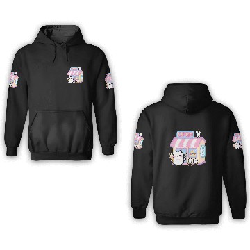 Discover Kawaii Cat Ice Cream Shop Illustration 3D Hoodies