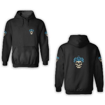 Discover Skull with Blue Rose Crown Design  3D Hoodies