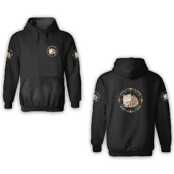 Discover Boho Cat – Smiling Feather Floral Circle 3D Hoodies
