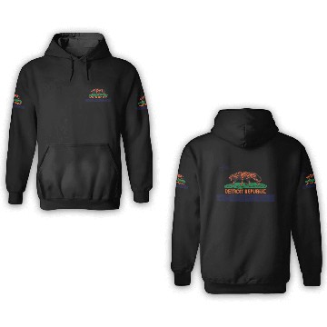 Discover Detroit Republic Tiger Flag Distressed 3D Hoodies