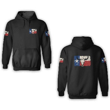 Discover Texas Bull Flag - Vintage Look 3D Hoodies